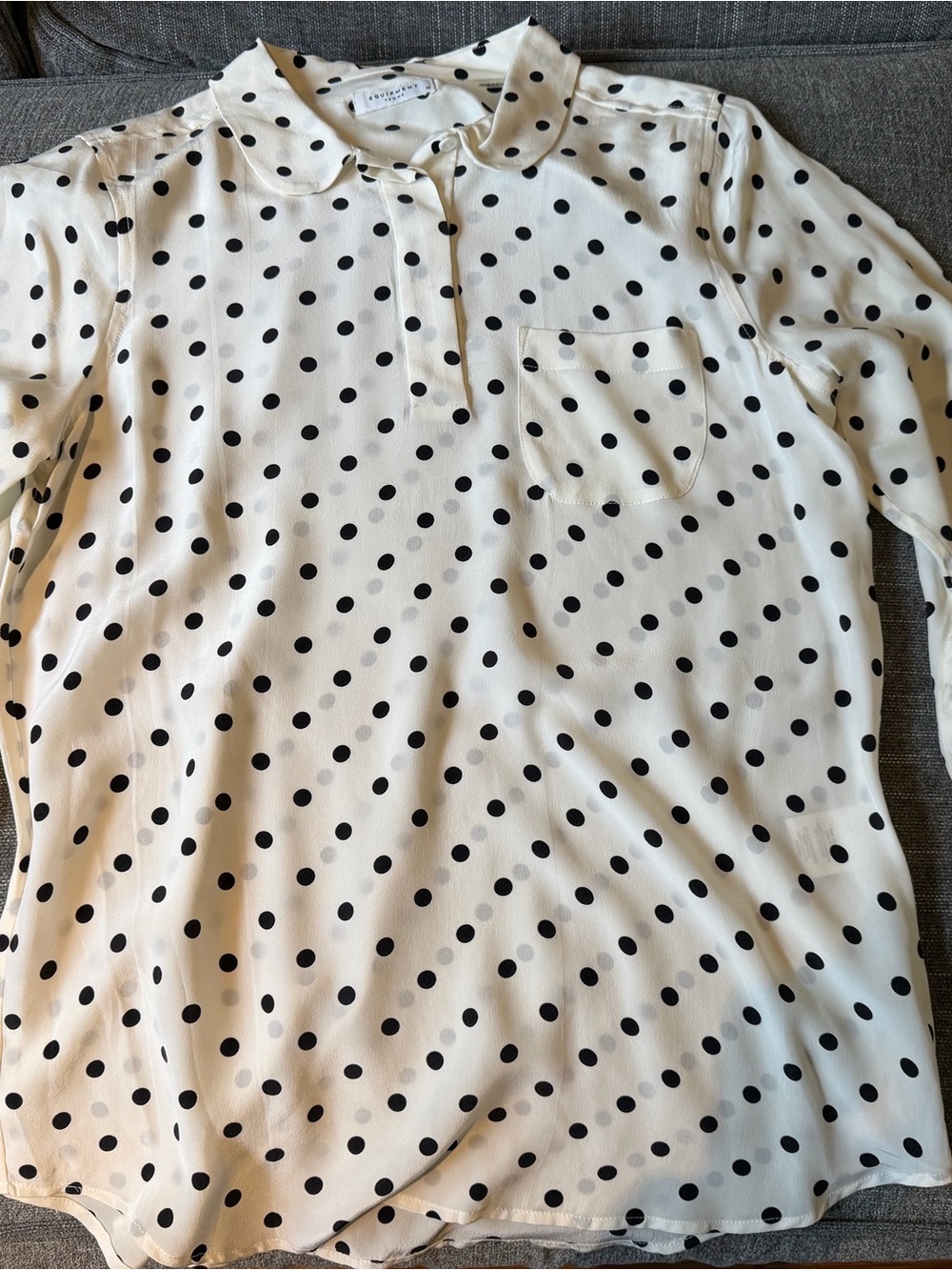 Equipment White Polka Dot Collared Blouse